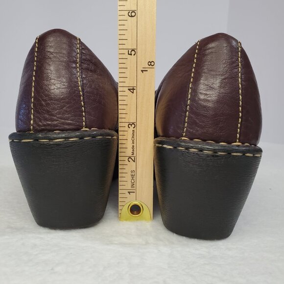 GNW Brown Leather Slip On Clog Wedge Shoes Women's Size 11 - Picture 7 of 12